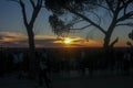 sunset in Madrid from the temple of Debod Royalty Free Stock Photo