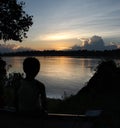 Sunset at Mahakam river, Kalimantan, Indonesia