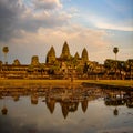 Sunset at the main temple complex at Angkor Wat, Siem Reap, Cambodia