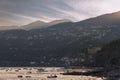 Sunset in maiori with sea and clouds in amalfi coast