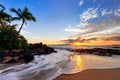Sunset at Makena Secret Beach in Wailea, Maui, HI Royalty Free Stock Photo