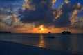 Sunset on Maldives island