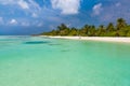 Beautiful beach. Chairs on the sandy beach near the sea. Summer holiday and vacation concept. Inspirational tropical scene. Royalty Free Stock Photo