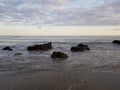 Water colliding with immovable rocks