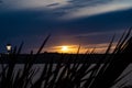 Sunset on the malta sea view thruought grass, blue sky, vibrant colors Royalty Free Stock Photo