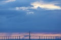 Sunset and Manaus Iranduba Bridge over the Amazon, Brazil