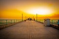 Sunset on Manhattan Beach Pier, California Royalty Free Stock Photo