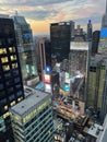 Sunset in Manhattan. View from the roof top on the New York Royalty Free Stock Photo