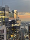 Sunset in Manhattan. View from the roof top on the New York Royalty Free Stock Photo