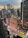 Sunset in Manhattan. View from the roof top on the New York Royalty Free Stock Photo