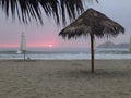 Sunset in Mar Azul beach at south of Lima