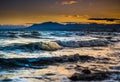 Sunset on marbella beach with the mediterranean sea