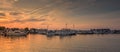 sunset at the marina, Nieuwpoort Belgium Royalty Free Stock Photo