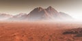 Sunset on Mars, dust obscured Martian landscape Royalty Free Stock Photo