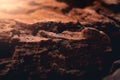 Sunset on the mars lightened rocky surface