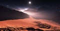 Sunset on Mars. Mars mountains, view from the valley Royalty Free Stock Photo