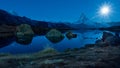 Fullmoon over matterhorn Royalty Free Stock Photo