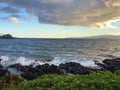 Sunset on a Maui Hawaii Beach. Royalty Free Stock Photo