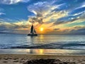 Sunset in Maui, Hawaii. Catamaran vacation and tourist destination. Royalty Free Stock Photo