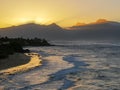 Sunset from maui`s hookipa beach in hawaii Royalty Free Stock Photo