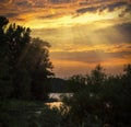 Sunset on the Maumee River Royalty Free Stock Photo