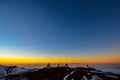 Sunset at the Mauna Kea telescope observatory, Hawaii, Big Island. Royalty Free Stock Photo