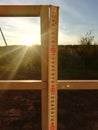Sunset, measuring tool, we work quickly without unnecessary words