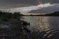 Sunset at the Mechelse Heide with sunbeams and reflections in the water