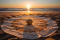 Sunset meditation place, mandala-shaped mat