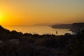 Sunset on the Mediterranean Coast Overlooking the Dliffs and th Royalty Free Stock Photo