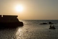 Sunset on the Mediterranean Sea in Acre, Israel Royalty Free Stock Photo