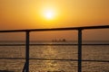 Sunset in the Mediterranean sea. Cruise ship deck view Royalty Free Stock Photo