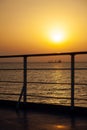 Sunset in the Mediterranean sea. Cruise ship deck view Royalty Free Stock Photo