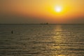 Sunset in the Mediterranean sea. Cruise ship deck view Royalty Free Stock Photo