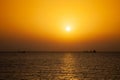 Sunset in the Mediterranean sea. Cruise ship deck view Royalty Free Stock Photo