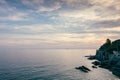 Sunset. Mediterranean Sea. Italy. Ligurian coast Royalty Free Stock Photo