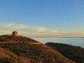 Sunset in the mediterranean sea. Sierra Helada. Benidorm Spain. Royalty Free Stock Photo