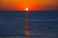 Sunset at Mediterranean sea with orange sky Royalty Free Stock Photo
