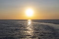 Sunset on the mediterranean sea in summer near the harbor of island of Procida