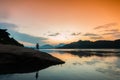 Sunset at Mekong river, Laos. Royalty Free Stock Photo