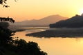 Sunset on the Mekong River Luang Prabang Laos Royalty Free Stock Photo