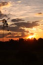 Sunset in the middle of the Colombian tropics. The Sierra Nevada de Santa Marta Snowy Mountain Range of Saint Martha Royalty Free Stock Photo