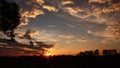 Sunset in the middle of the Colombian tropics. The Sierra Nevada de Santa Marta Snowy Mountain Range of Saint Martha Royalty Free Stock Photo