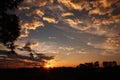 Sunset in the middle of the Colombian tropics. The Sierra Nevada de Santa Marta Snowy Mountain Range of Saint Martha Royalty Free Stock Photo