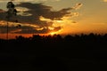 Sunset in the middle of the Colombian tropics. The Sierra Nevada de Santa Marta Snowy Mountain Range of Saint Martha Royalty Free Stock Photo