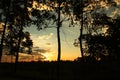 Sunset in the middle of the Colombian tropics. The Sierra Nevada de Santa Marta Snowy Mountain Range of Saint Martha Royalty Free Stock Photo