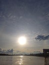 Sunset in the middle of the river Kahayan Royalty Free Stock Photo