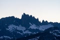 Sunset on the Minarets, as seen from the Mineret Vista overlook point in Mammoth Lakes California in the Eastern Sierra Nevada