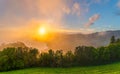 Sunset from Miradouro do Pico dos Bodes, SÃ£o Miguel Island Royalty Free Stock Photo