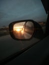 Sunset mirror speed of life Royalty Free Stock Photo